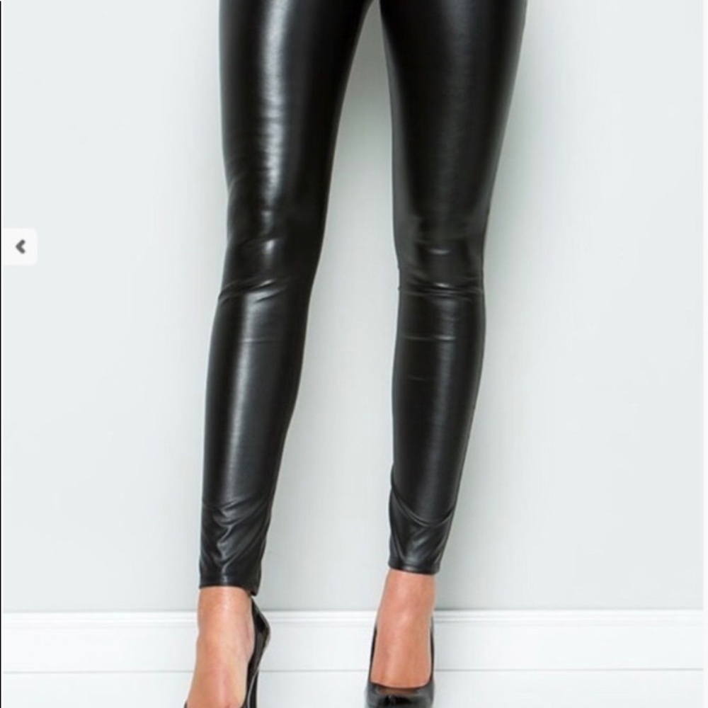 VEGAN LEATHER WIDE WAIST BAND LEGGING - Picture 9 of 9
